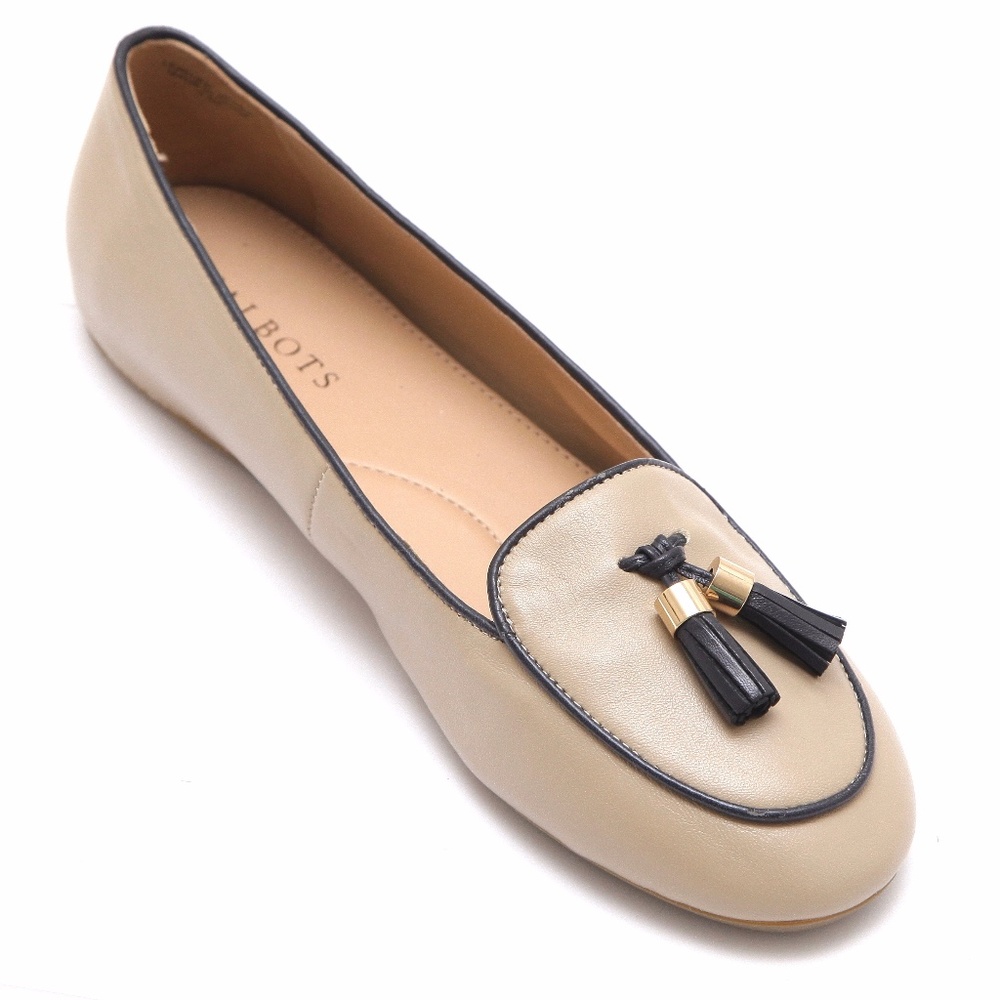 TALBOTS Leather Loafer Moccasin Khaki 9.5M NEW